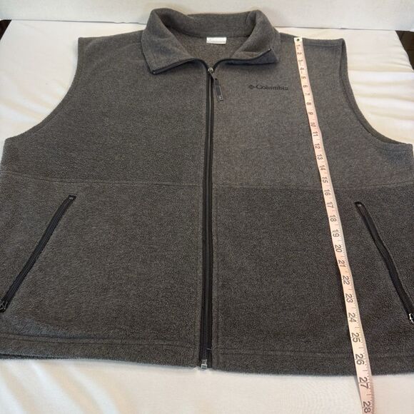 Columbia Men’s XL Gray Fleece Vest Full Zip Sleeveless Outdoor Hiking Jacket - Picture 6 of 8